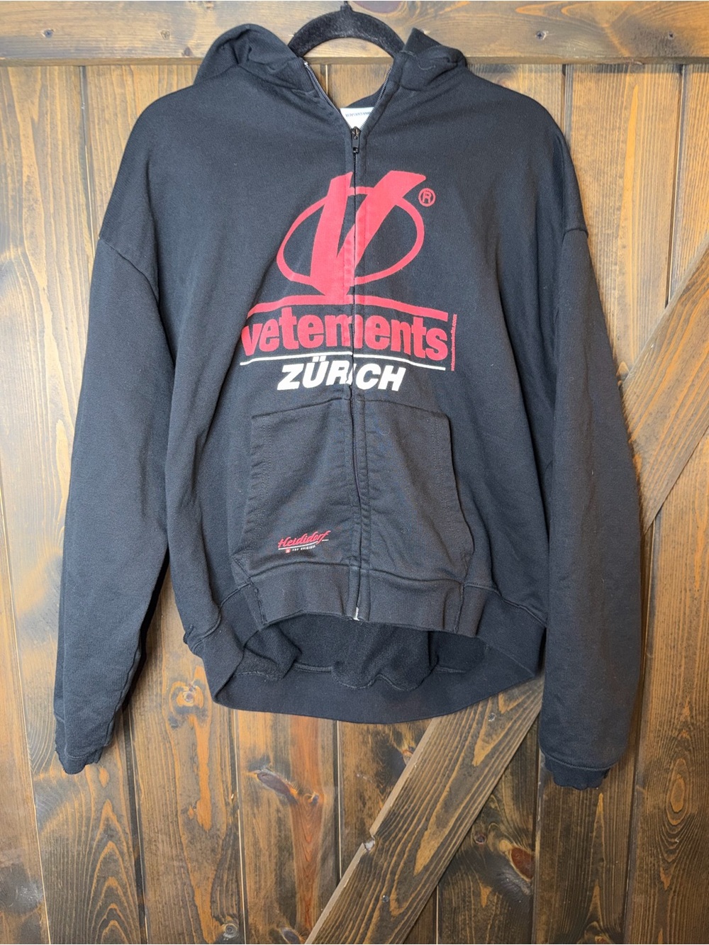 Vetements Zurich SS19 Zip Up Graphic Hoodie Streetwear  Grunge Denma Era Sz XS